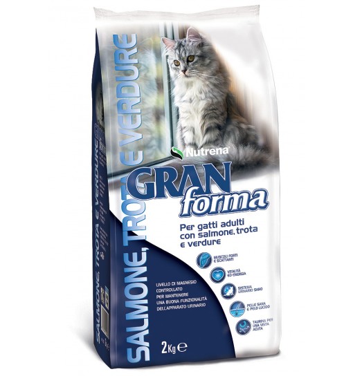 Gran forma salmone,trota e verdure per gatti adulti 2kg