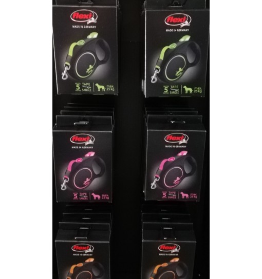Guinzaglio Flexi 5 metri max 25 kg fettuccia verde Fluo