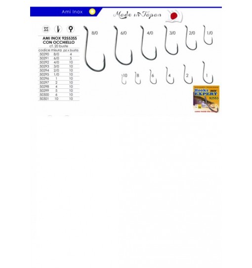 Ami inox serie 92553 S con occhiello 6/0 Expert predator 5 pz