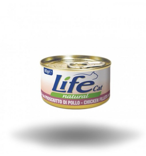 Life Gatto naturale Filetti di pollo con prosciutto di pollo 85 gr